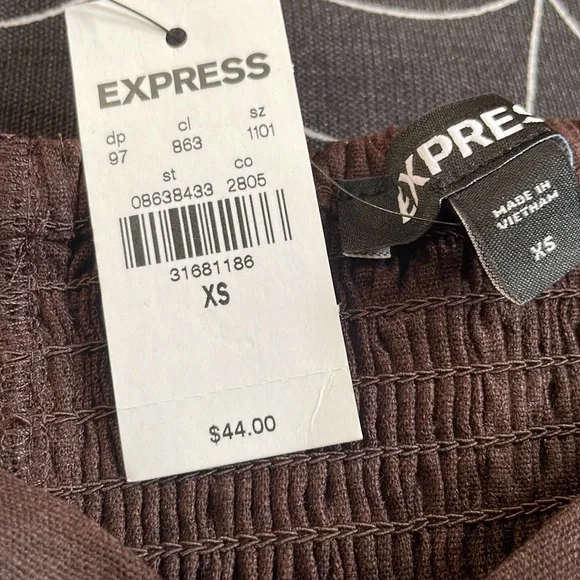 Express size XS crop top tie front knot chocolate brown NWT - Picture 2 of 5